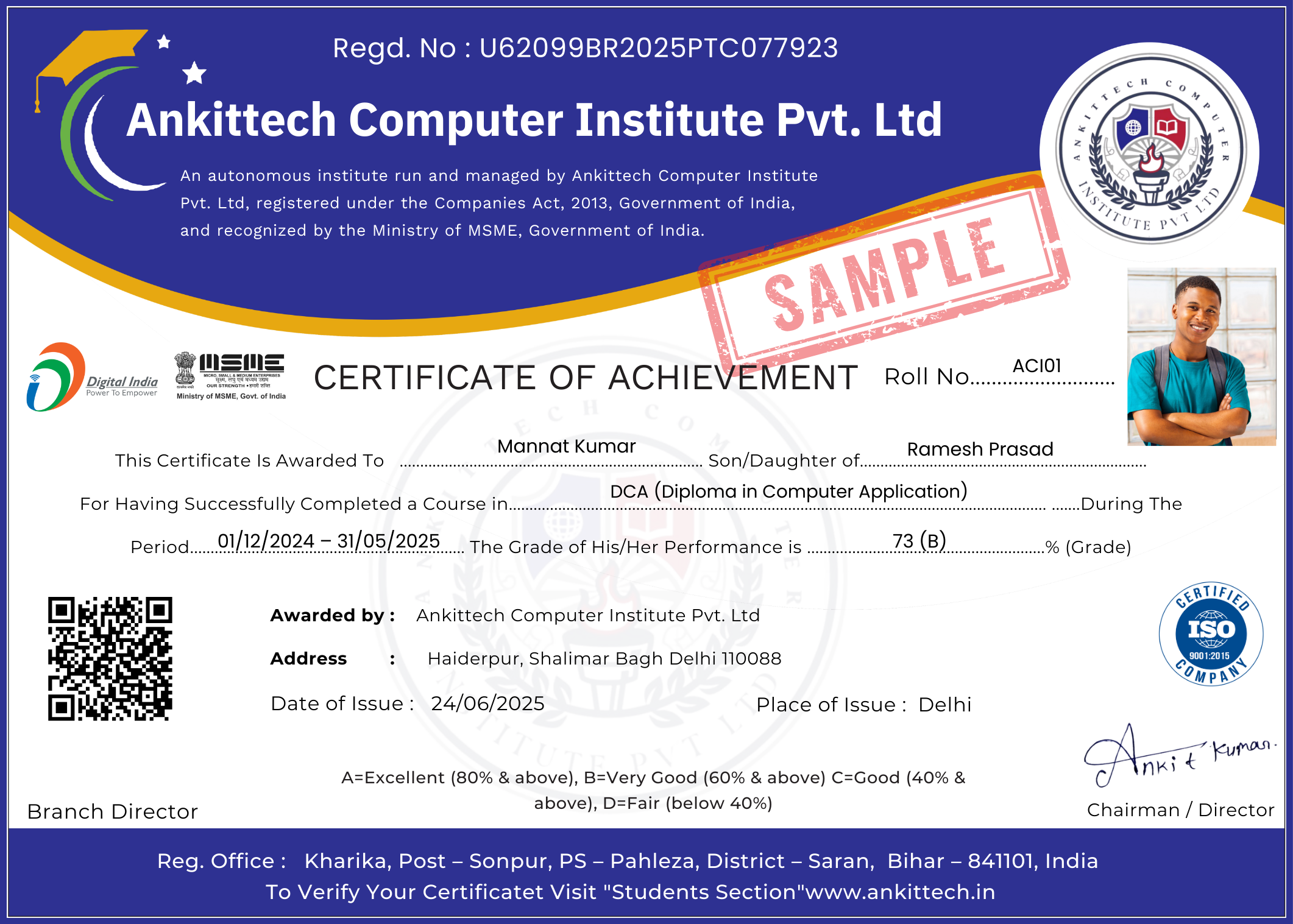 Student Certificate (Sample)
